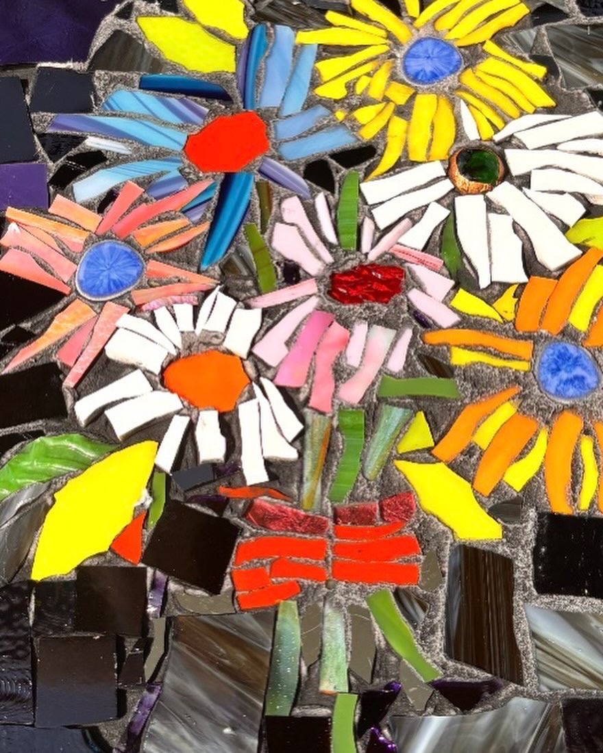 Beautiful mosaic art created at a Piece x Piece workshop